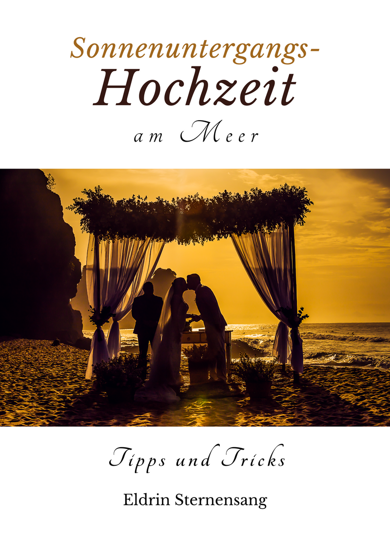 Sonnenuntergangs-Hochzeit am Meer